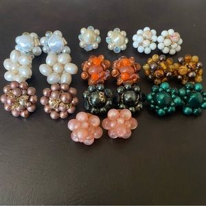 Vintage beaded clip on earring lot